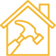 house with a hammer in front to show renovations